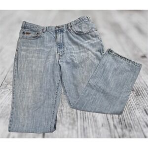 Eddie Bauer Mens Light Wash Straight Leg 100% Cotton Denim Jeans Blue 34x27